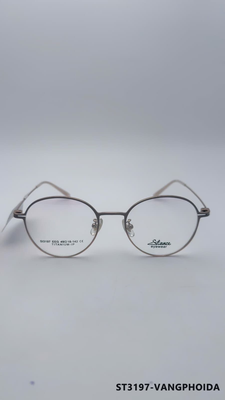 Gọng Oval Titan Vàng phối da (ST3197-VANGPHOIDA)