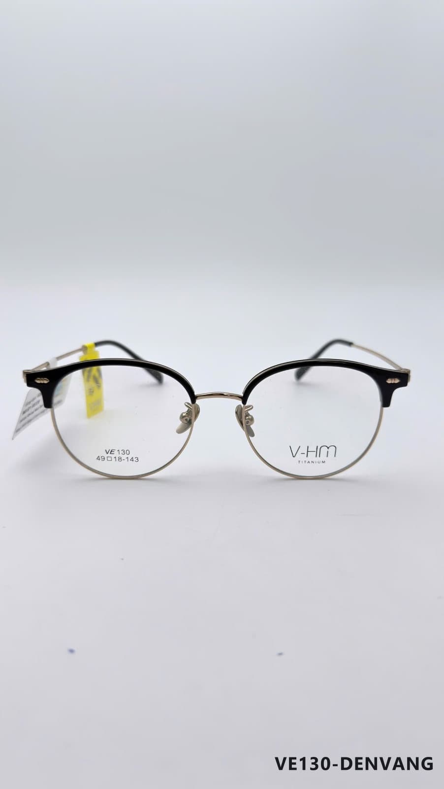Gọng Tròn Kim loại phối nhựa đen vàng (VE130-DENVANG)