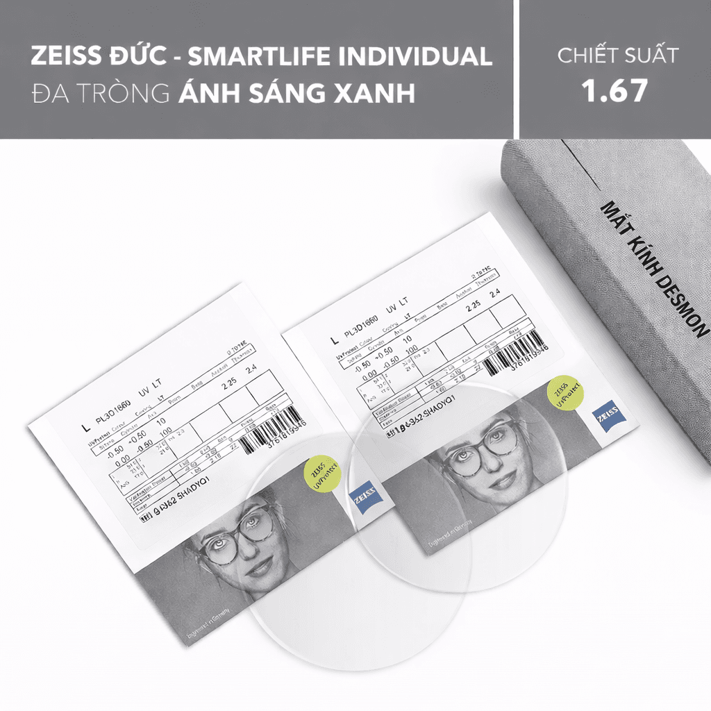 ĐA TRÒNG CHỐNG ÁNH SÁNG XANH ZEISS SMARTLIFE INDIVIDUAL BLUEGUARD 1.67