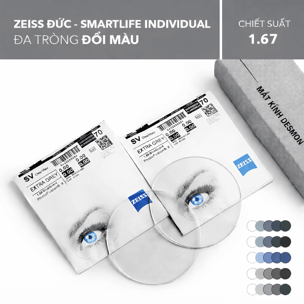 ĐA TRÒNG ĐỔI MÀU ZEISS SMARTLIFE INDIVIDUAL PHOTOFUSION X 1.67