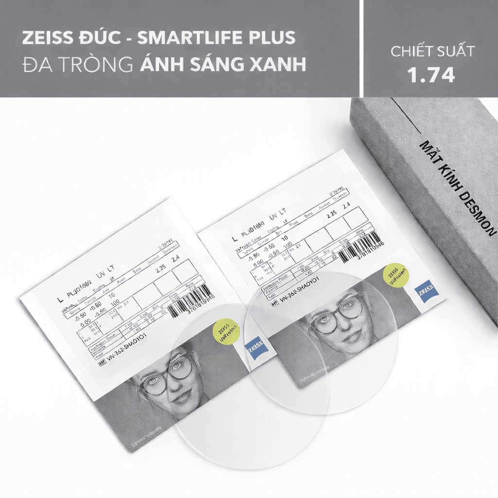 ĐA TRÒNG CHỐNG ÁNH SÁNG XANH ZEISS SMARTLIFE PLUS BLUEGUARD 1.74