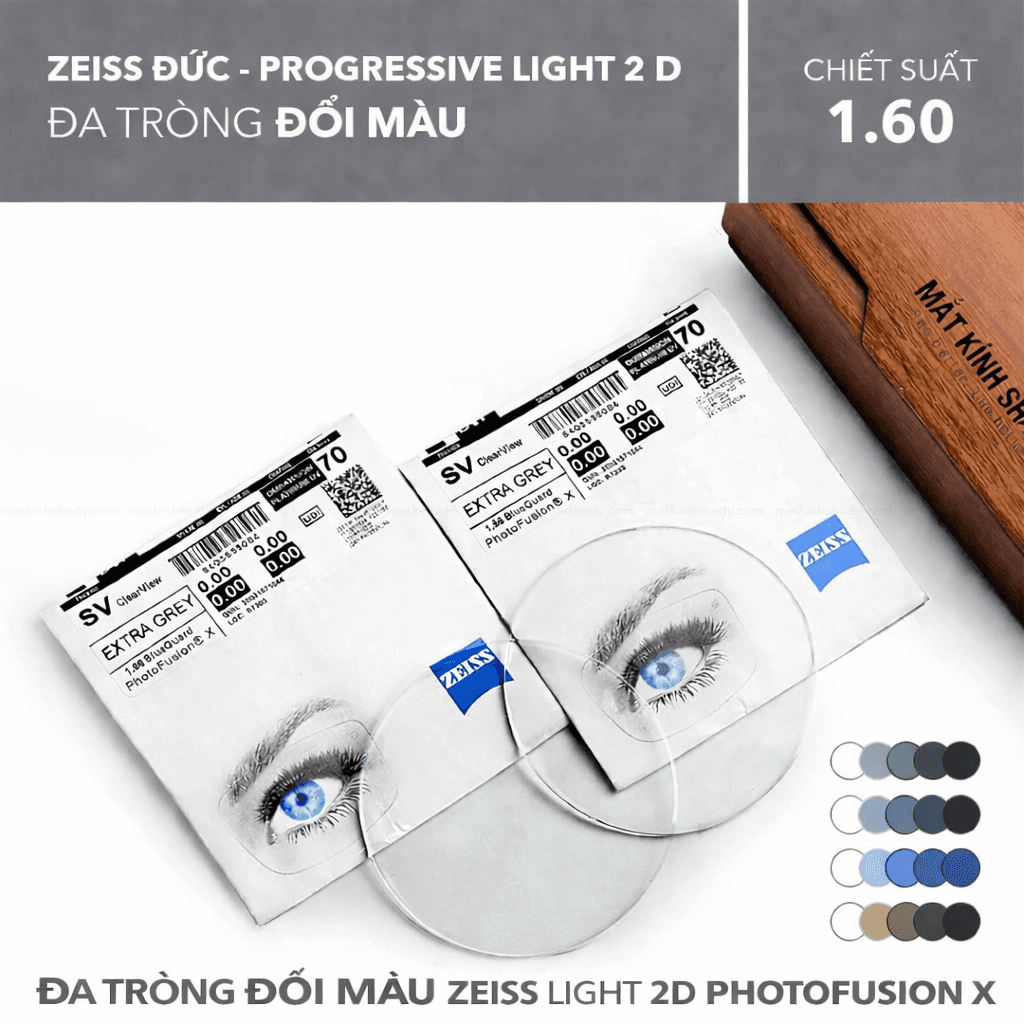 ĐA TRÒNG ĐỔI MÀU ZEISS LIGHT 2 D PHOTOFUSION X 1.60