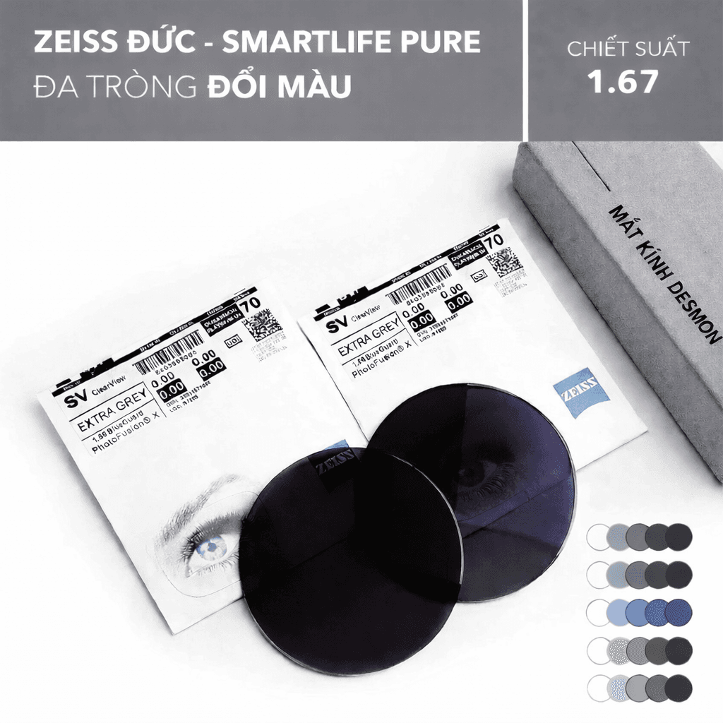ĐA TRÒNG ĐỔI MÀU ZEISS SMARTLIFE PURE PHOTOFUSION X 1.67