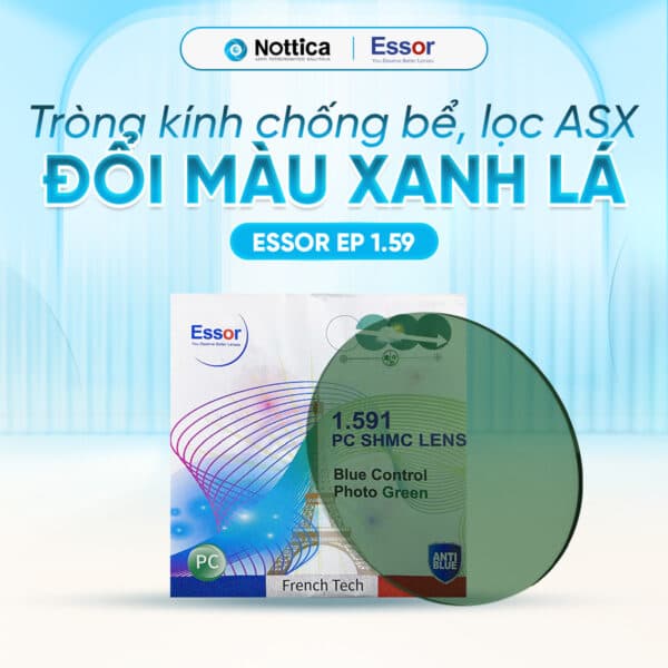Tròng kính NOTICA Essor EP Polycarbonate Jelly Series - Chống bể, chống ánh sáng xanh, đổi màu khói / 1.59 Polycarbonate Đổi Màu Xanh Lá (Độ: 0.00 ~ -