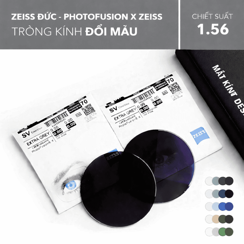 TRÒNG KÍNH ĐỔI MÀU CHỐNG ÁNH SÁNG XANH PHOTOFUSION X ZEISS 1.56