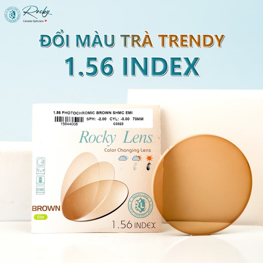 TRÒNG KÍNH ĐỔI MÀU NÂU TRÀ ROCKY LENS TRENDY