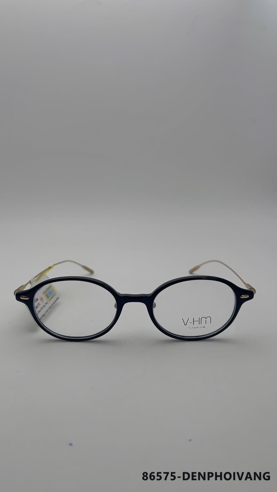 Gọng Oval Kim loại phối nhựa Đen phối vàng (86575-DENPHOIVANG)