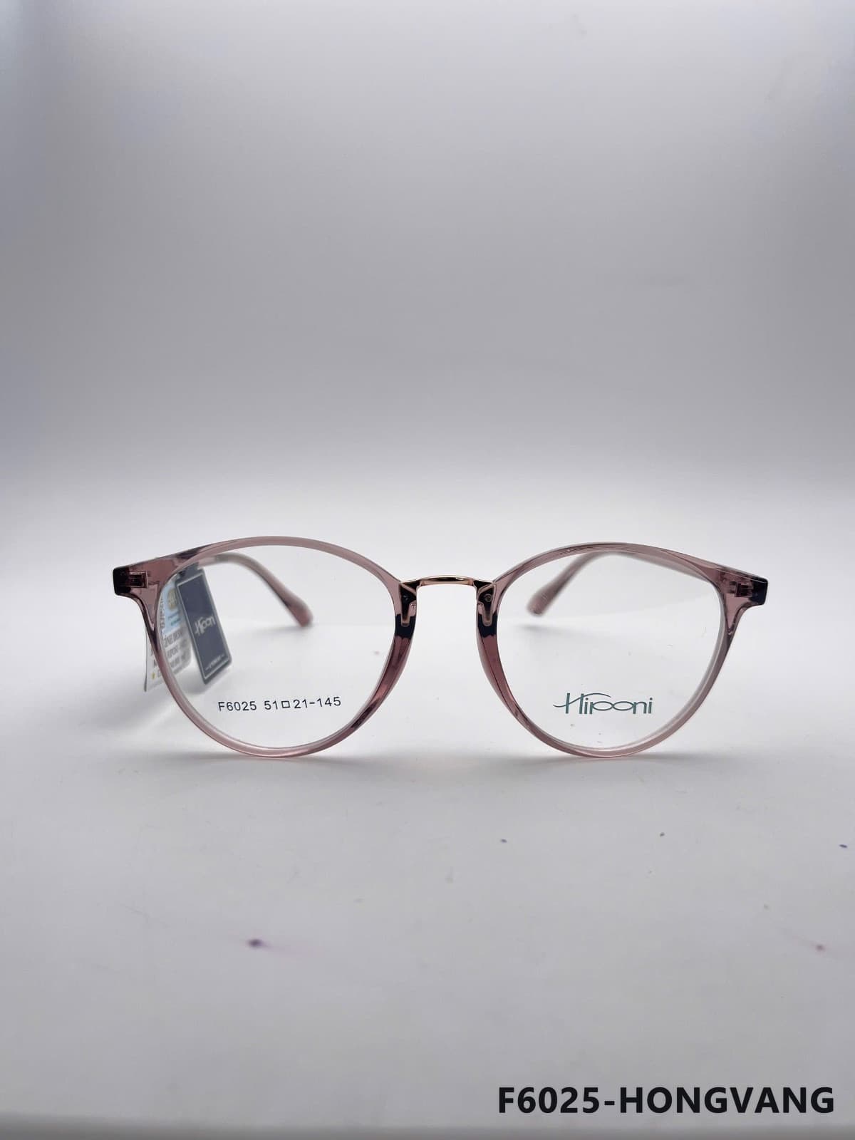 Gọng Tròn Kim loại phối nhựa hong vang (F6025-HONGVANG)