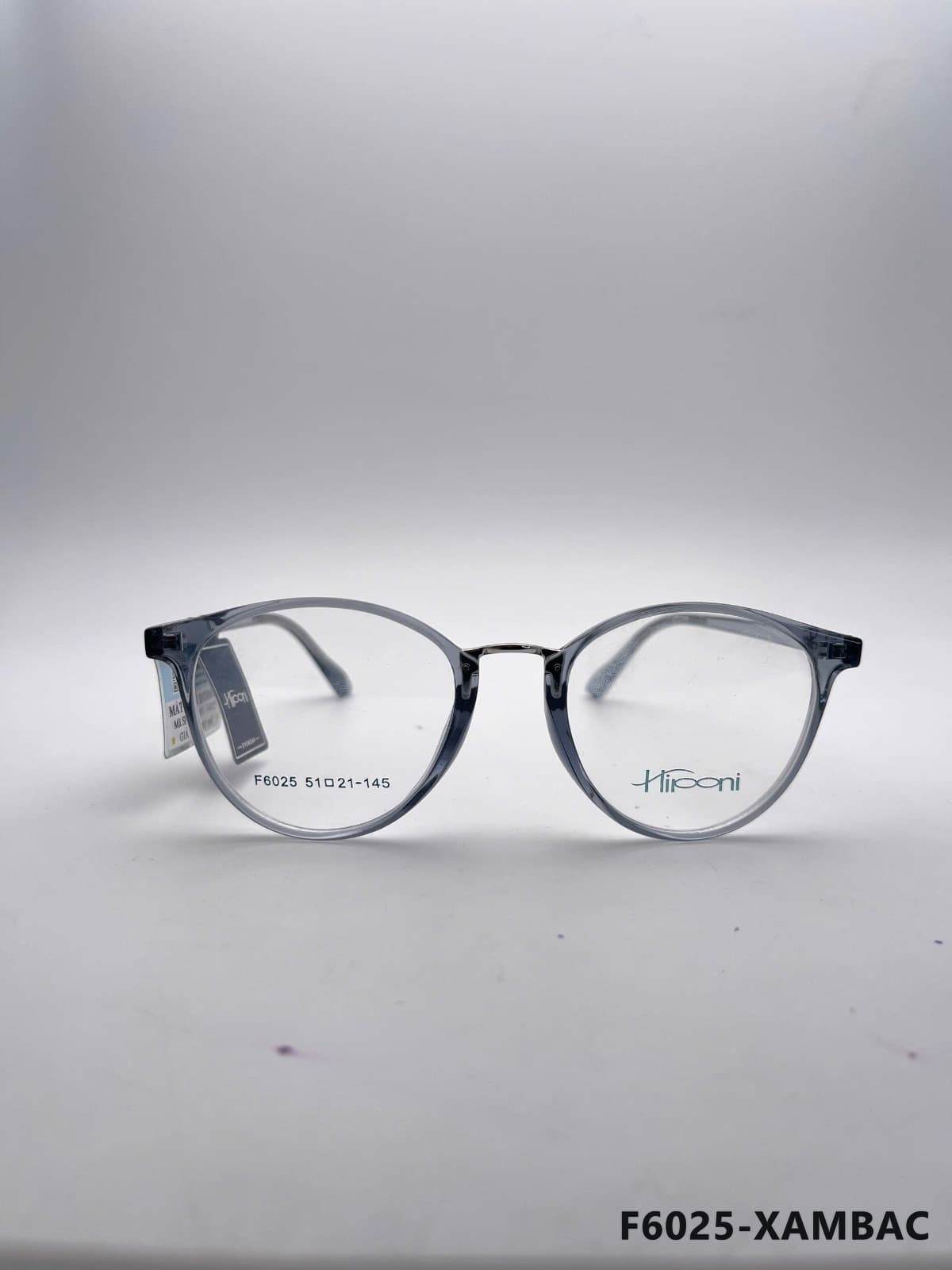 Gọng Tròn Kim loại phối nhựa xam bac (F6025-XAMBAC)