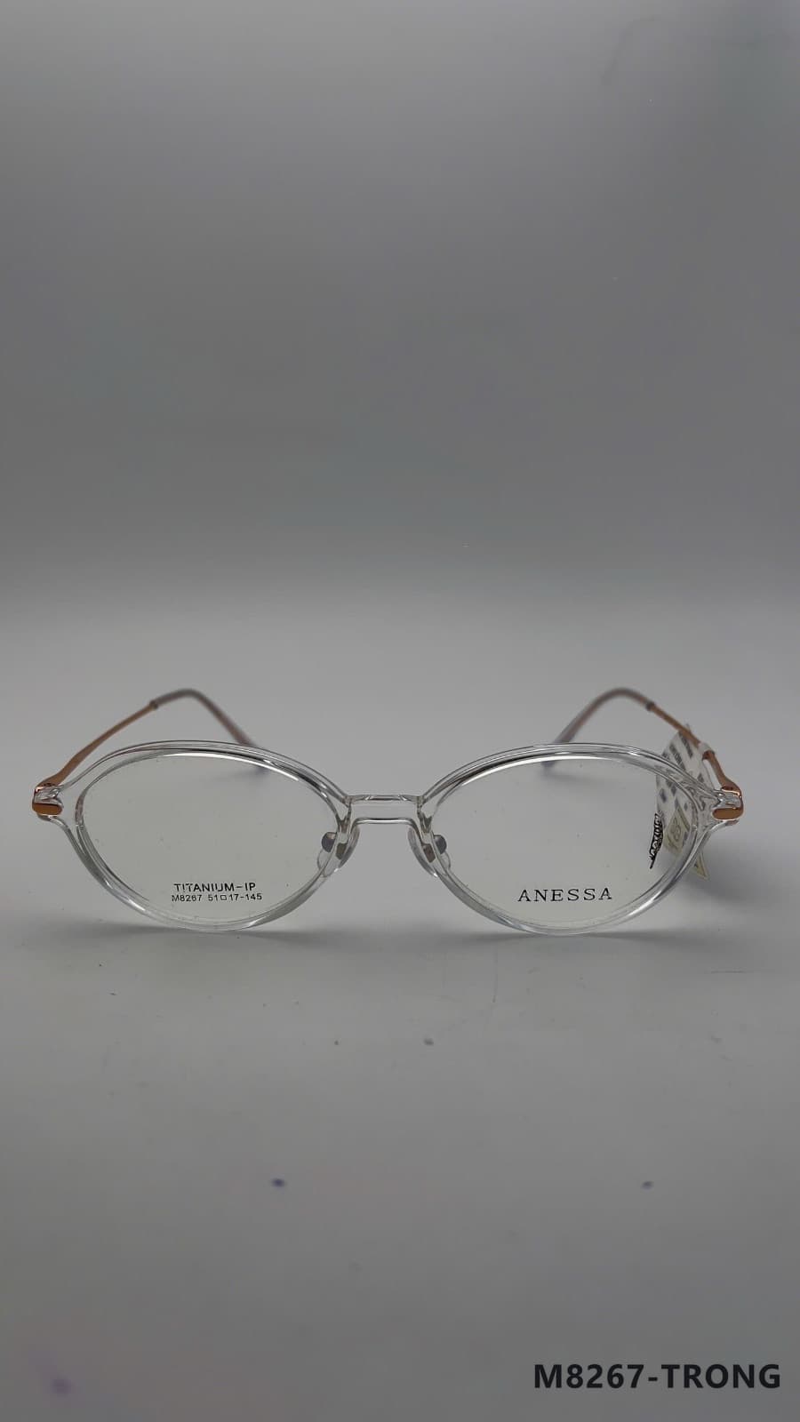 Gọng Oval Kim loại phối nhựa Trong suốt (M8267-TRONG)