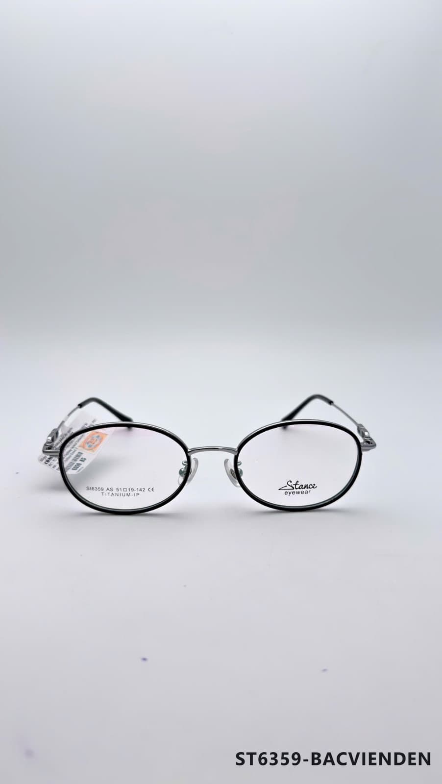 Gọng Oval Kim loại phối nhựa Bạc viền đen (ST6359-BACVIENDEN)