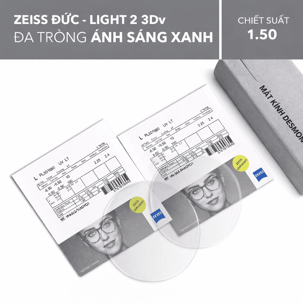 ĐA TRÒNG CHỐNG ÁNH SÁNG XANH ZEISS LIGHT 2 3DV BLUEGUARD 1.50