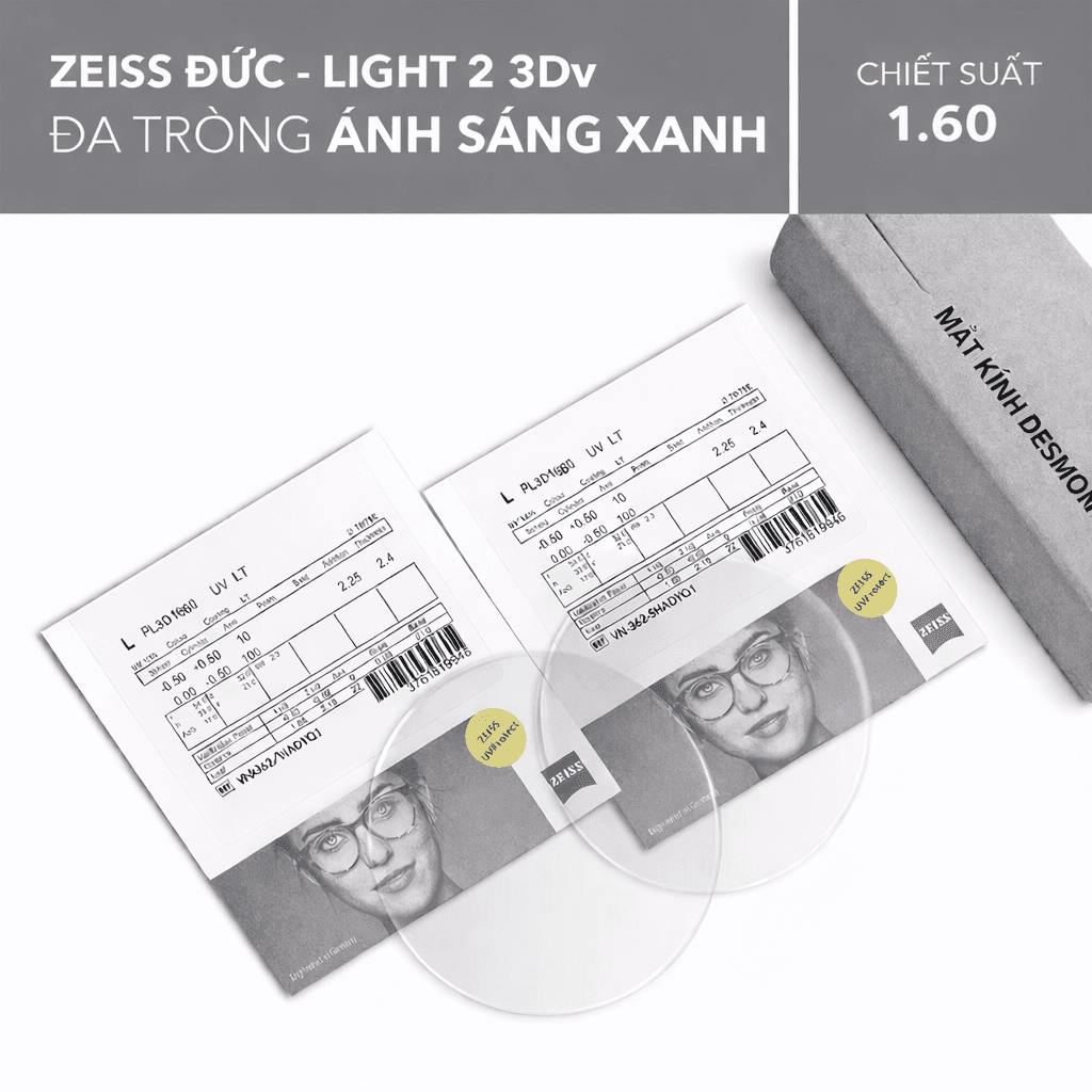 ĐA TRÒNG CHỐNG ÁNH SÁNG XANH ZEISS LIGHT 2 3DV BLUEGUARD 1.60