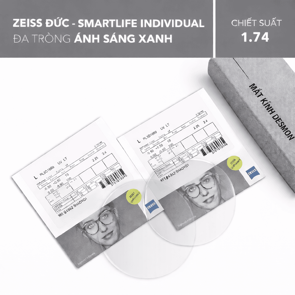 ĐA TRÒNG CHỐNG ÁNH SÁNG XANH ZEISS SMARTLIFE INDIVIDUAL BLUEGUARD 1.74