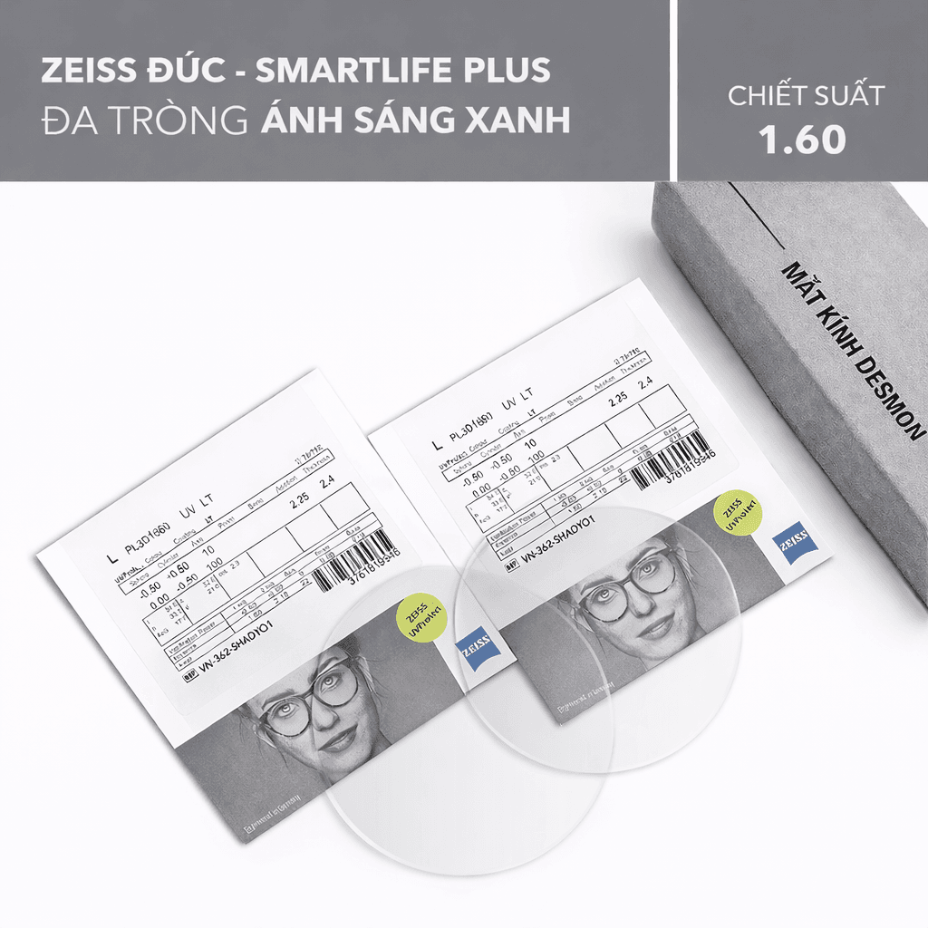 ĐA TRÒNG CHỐNG ÁNH SÁNG XANH ZEISS SMARTLIFE PLUS BLUEGUARD 1.60