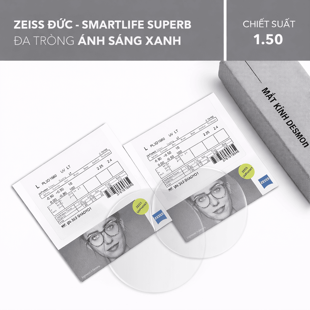 ĐA TRÒNG CHỐNG ÁNH SÁNG XANH ZEISS SMARTLIFE SUPERB BLUEGUARD 1.50