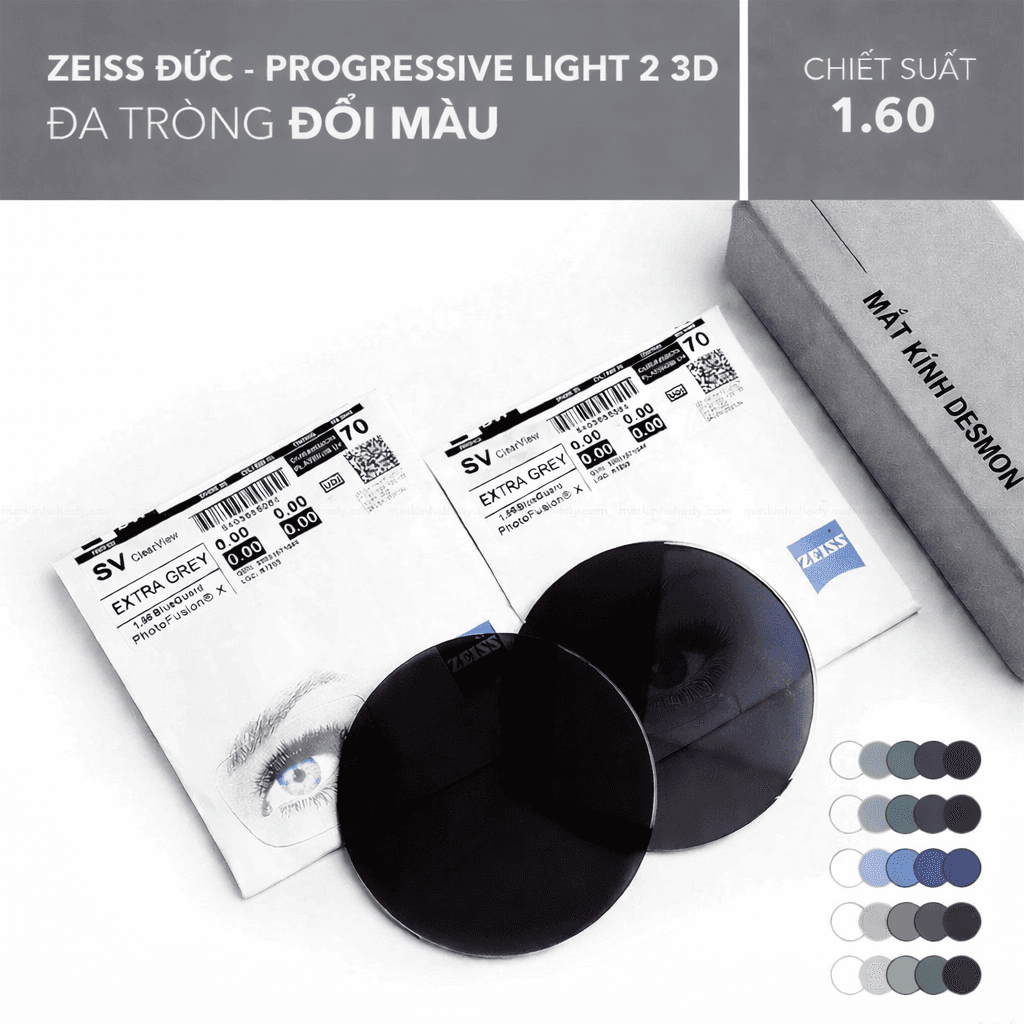 ĐA TRÒNG ĐỔI MÀU ZEISS LIGHT 2 3D PHOTOFUSION X 1.60