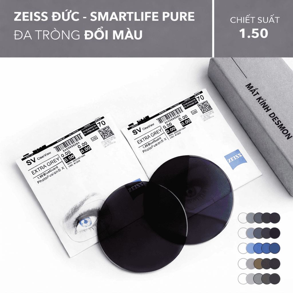 ĐA TRÒNG ĐỔI MÀU ZEISS SMARTLIFE PURE PHOTOFUSION X 1.50