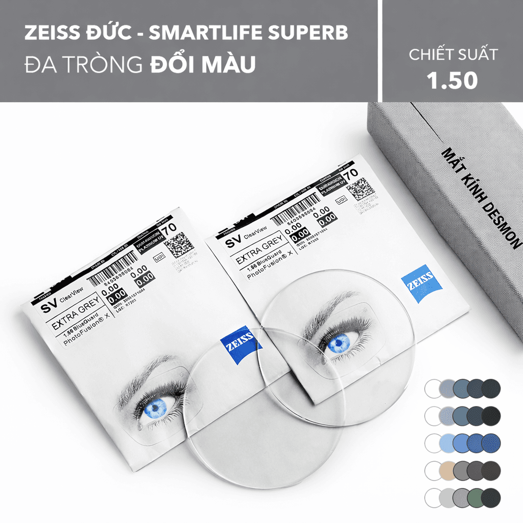 ĐA TRÒNG ĐỔI MÀU ZEISS SMARTLIFE SUPERB PHOTOFUSION X 1.50