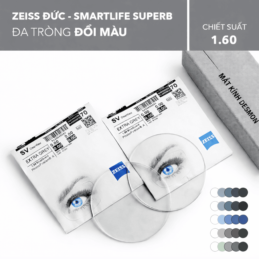 ĐA TRÒNG ĐỔI MÀU ZEISS SMARTLIFE SUPERB PHOTOFUSION X 1.60