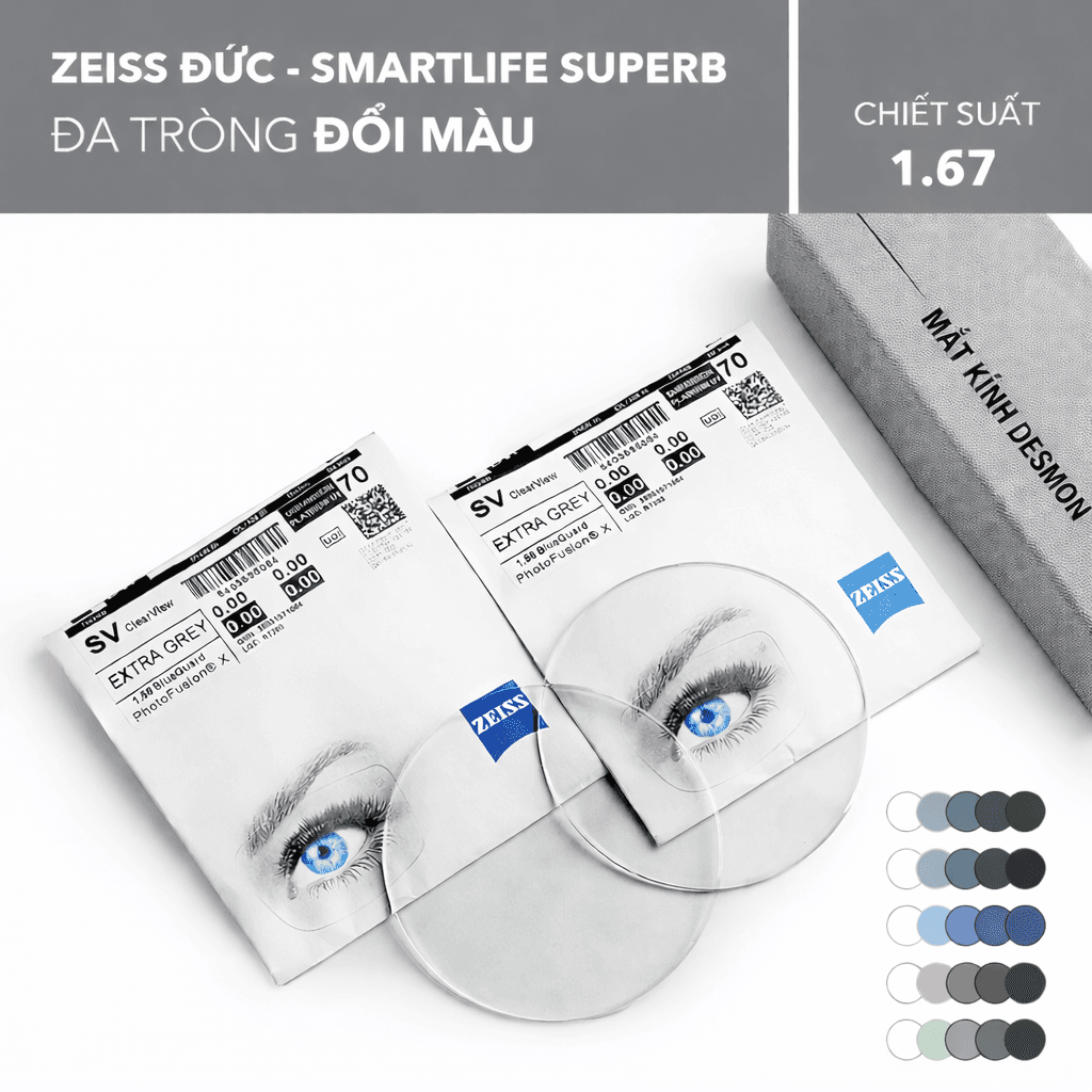 ĐA TRÒNG ĐỔI MÀU ZEISS SMARTLIFE SUPERB PHOTOFUSION X 1.67
