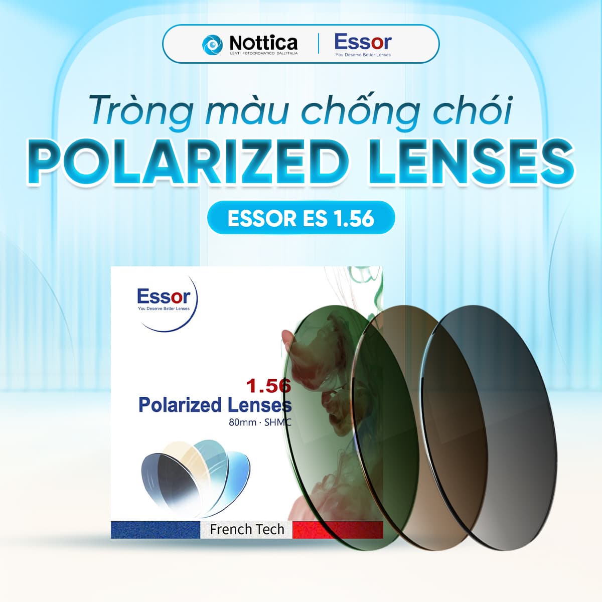 Tròng kính NOTICA Essor ES RXTEC Series - Tròng màu / 1.56 Polar Lenses (Độ: 0.00, Loạn: 0.00)