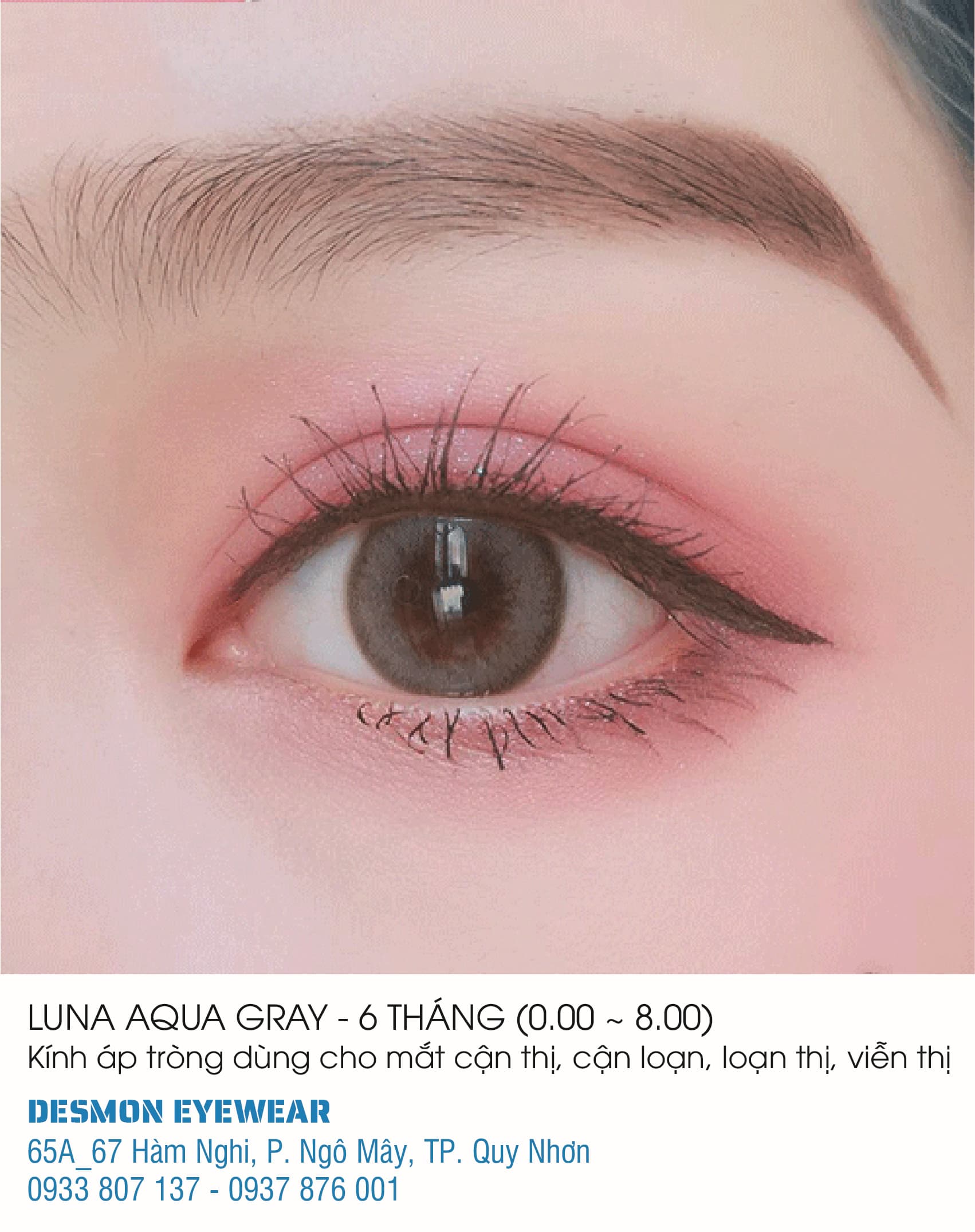 KÍNH ÁP TRÒNG LUNA AQUA GRAY - 6 THÁNG