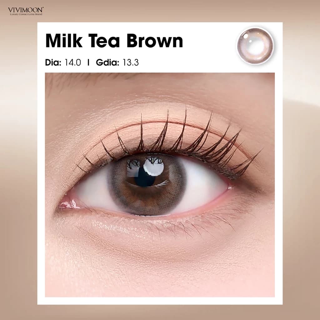 Lens cận VIVIMOON khóa ẩm màu nâu trà sữa Milk Tea Brown