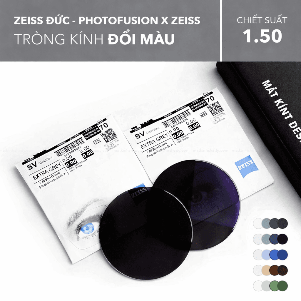 TRÒNG KÍNH ĐỔI MÀU CHỐNG ÁNH SÁNG XANH PHOTOFUSION X ZEISS 1.50