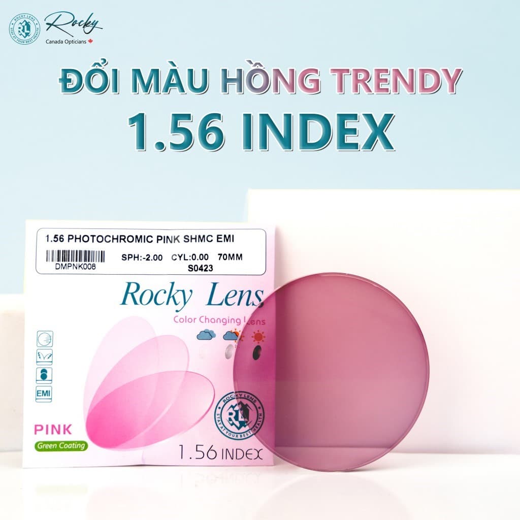 TRÒNG KÍNH ĐỔI MÀU ROCKY 1.56 SHMC TRENDY – MÀU HỒNG