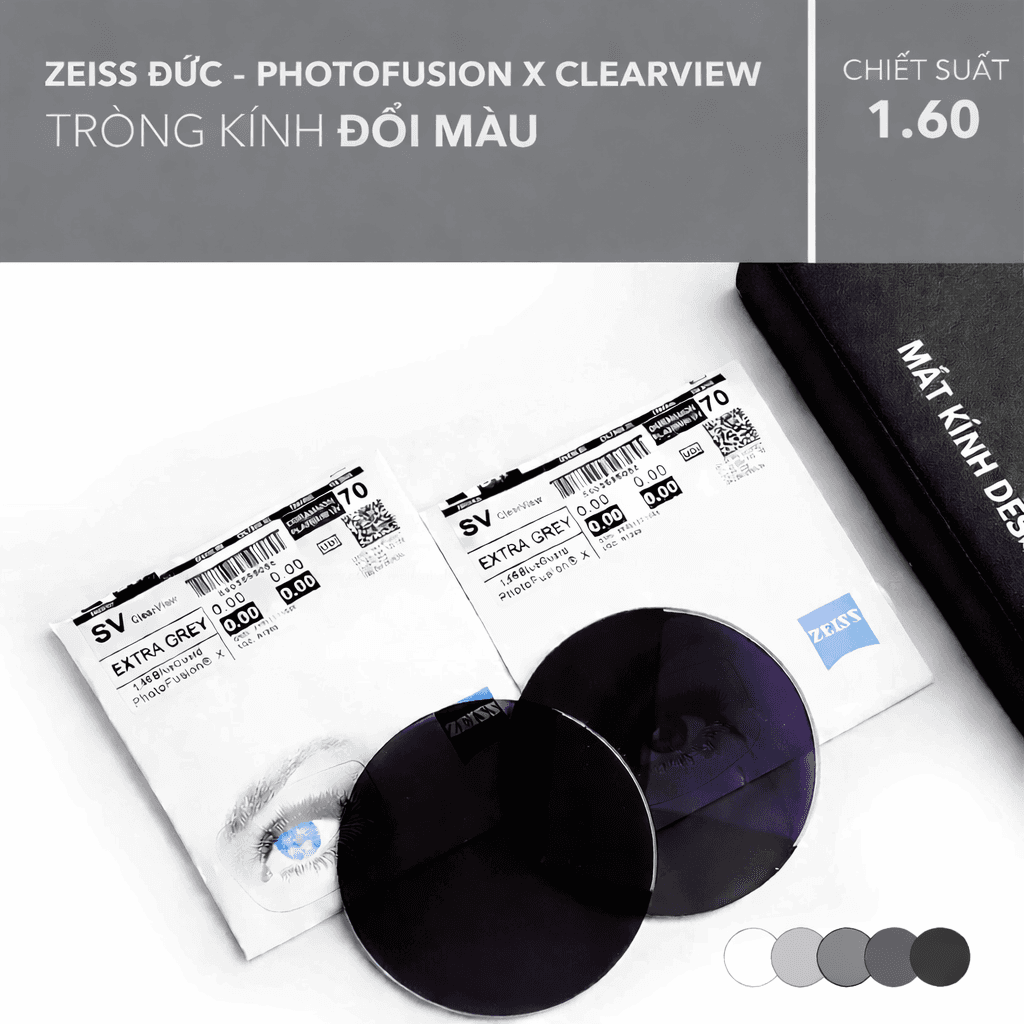 TRÒNG KÍNH ĐỔI MÀU ZEISS PHOTOFUSION X CLEARVIEW 1.60