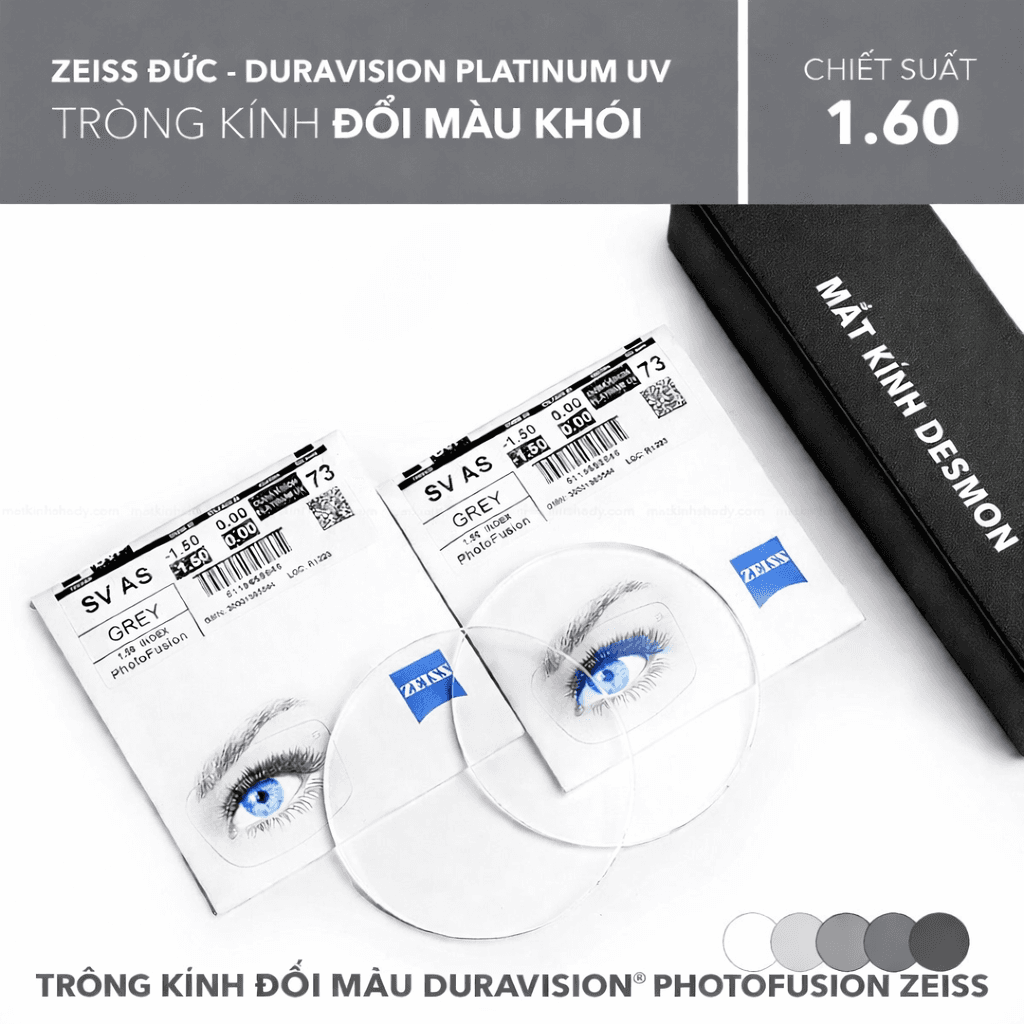 TRÒNG KÍNH MỎNG ĐỔI MÀU DURAVISION® PHOTOFUSION ZEISS 1.60
