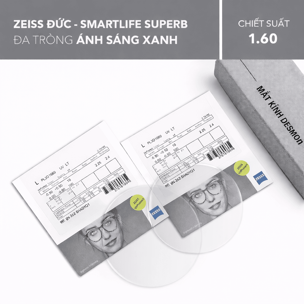 ĐA TRÒNG CHỐNG ÁNH SÁNG XANH ZEISS SMARTLIFE SUPERB BLUEGUARD 1.60