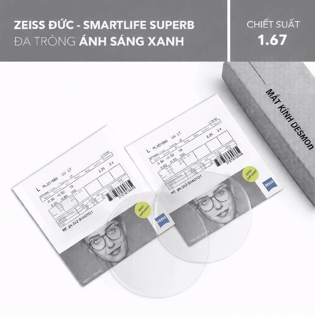 ĐA TRÒNG CHỐNG ÁNH SÁNG XANH ZEISS SMARTLIFE SUPERB BLUEGUARD 1.67