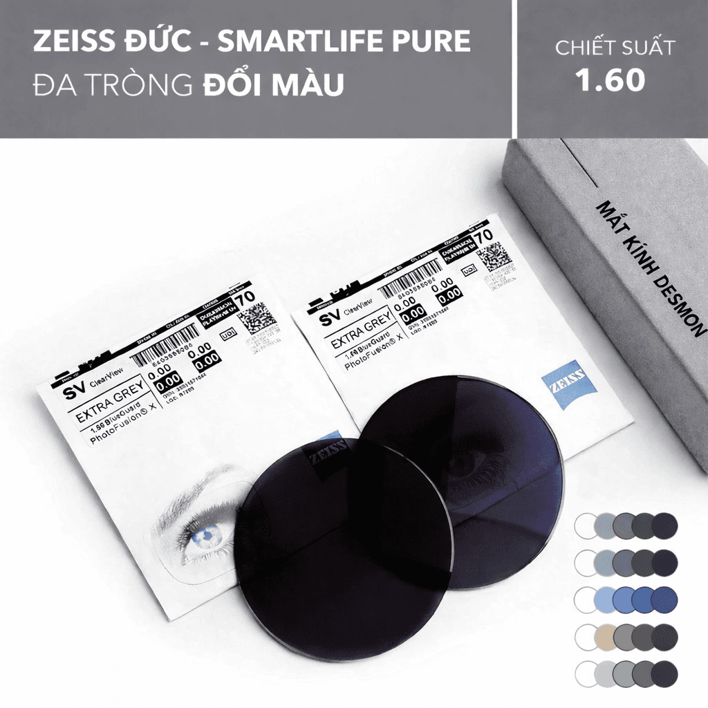 ĐA TRÒNG ĐỔI MÀU ZEISS SMARTLIFE PURE PHOTOFUSION X 1.60