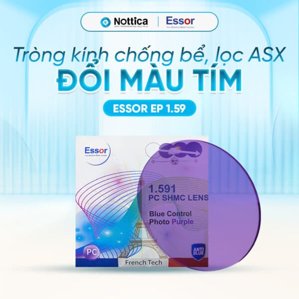 Tròng kính NOTICA Essor EP Polycarbonate Jelly Series - Chống bể, chống ánh sáng xanh, đổi màu khói / 1.59 Polycarbonate Đổi Màu Tím (Độ: 0.00 ~ -6.00
