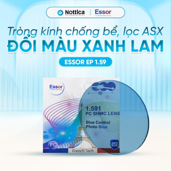 Tròng kính NOTICA Essor EP Polycarbonate Jelly Series - Chống bể, chống ánh sáng xanh, đổi màu khói / 1.59 Polycarbonate Đổi Màu Xanh Lam (Độ: 0.00 ~