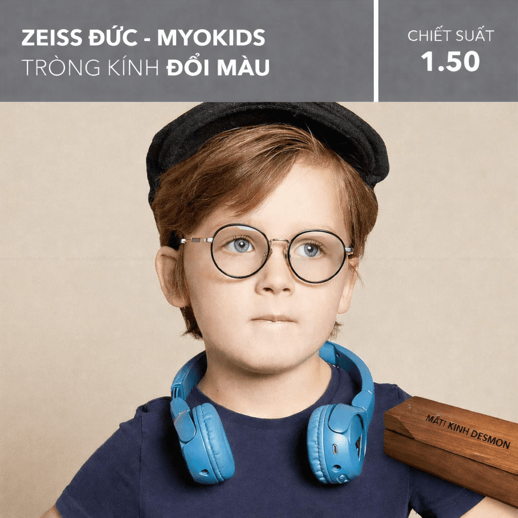TRÒNG KÍNH ĐỔI MÀU KIỂM SOÁT TIẾN TRIỂN CẬN THỊ TRẺ EM ZEISS MYOKIDS PHOTOFUSION X 1.50