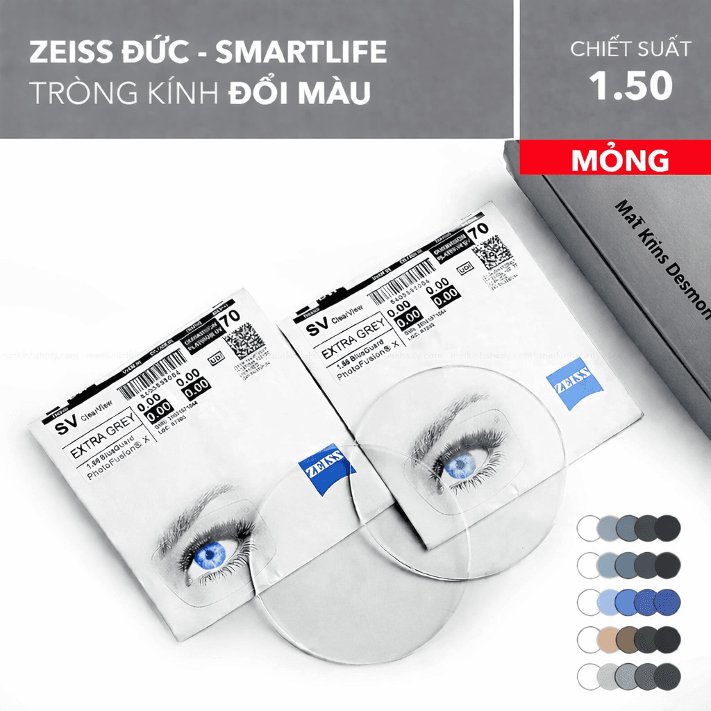 TRÒNG KÍNH ĐỔI MÀU ZEISS SMARTLIFE PHOTOFUSION X 1.50