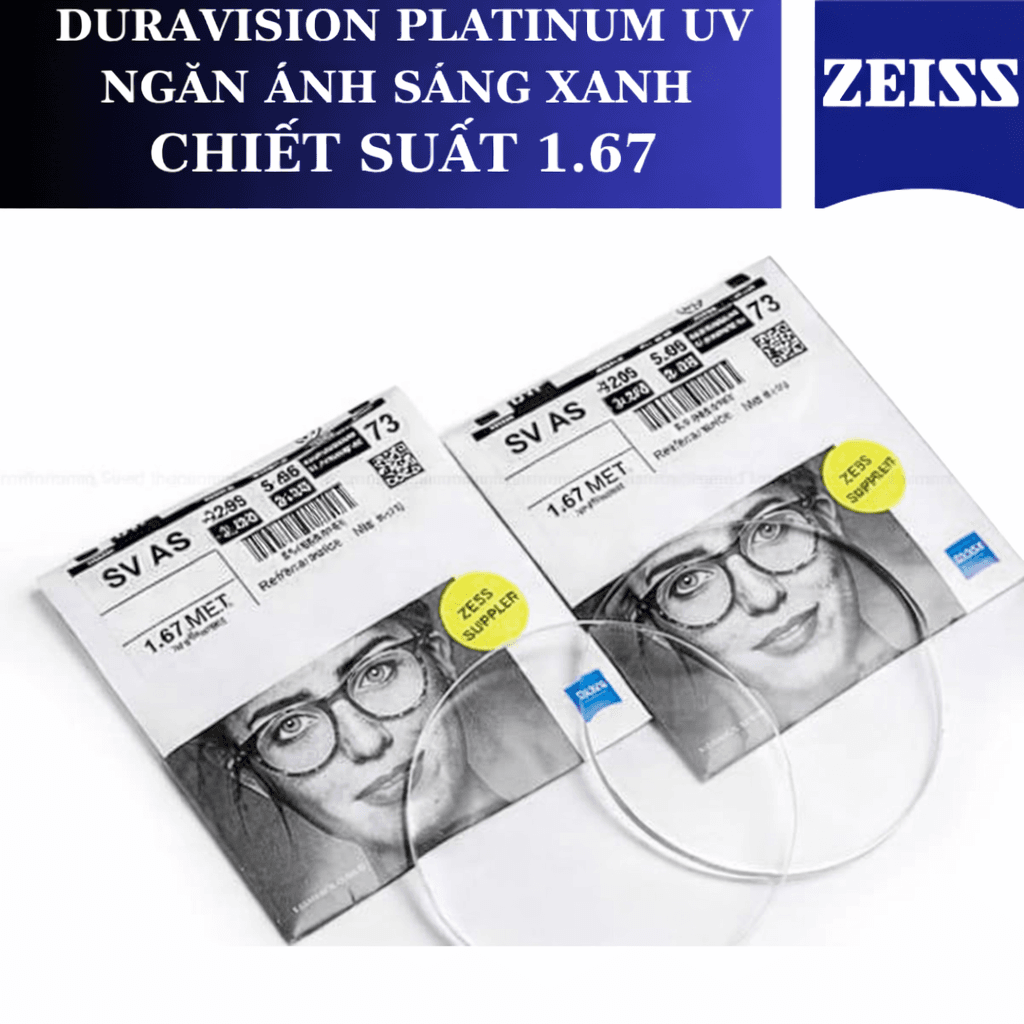 TRÒNG KÍNH SIÊU MỎNG CHỐNG ÁNH SÁNG XANH DURAVISION® BLUEPROTECT ZEISS 1.67