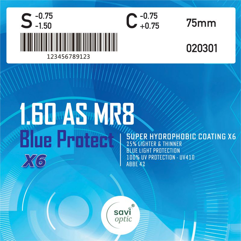 Tròng Savi 1.60 AS MR8 Blue Protect X6