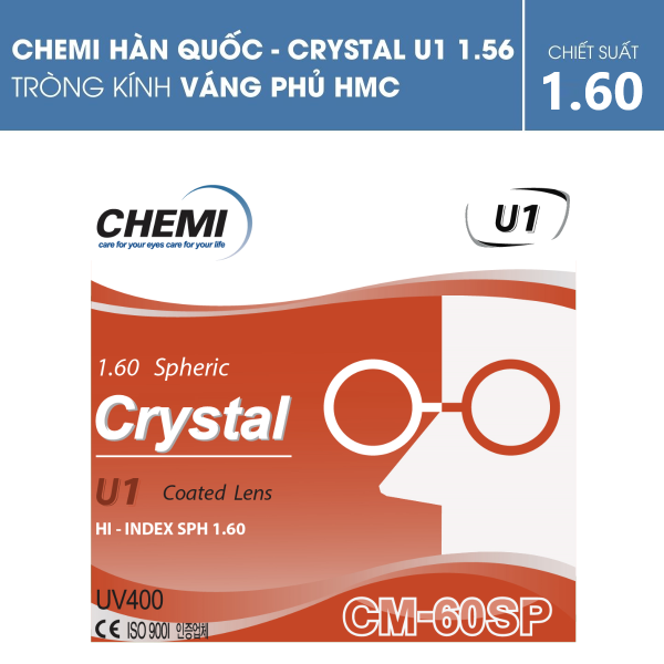 Tròng Chemi 1.60 SP Crystal U1 Coated